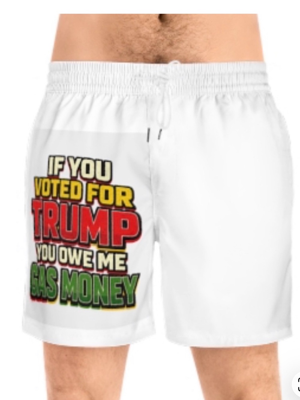 Unisex Funny Political Swimming Trunks if you voted for Trump you owe me gas